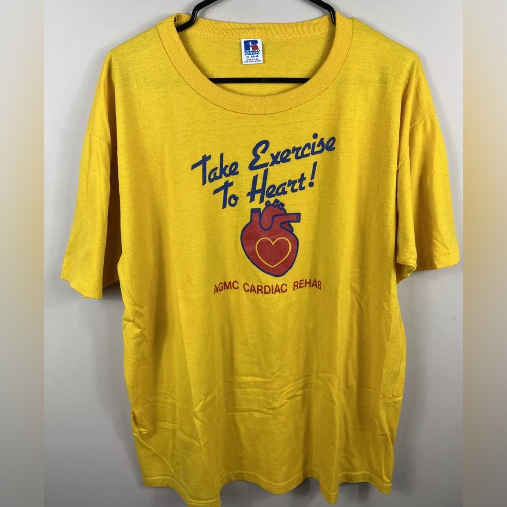 Vintage Exercise Tee Tshirt XL 90s Heart Health Cardiac Rehab AGMC Workout USA